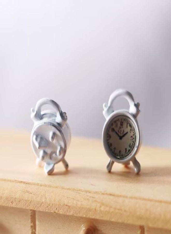 Zenarao Miniature Alarm Clock 1/12 Scale, Tiny Silver Decor for Dollhouse, Diorama Props, Model Displays and Miniature Room Accessories (0.4x0.6 Inch) - Image 4